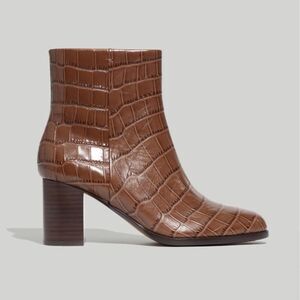 Madewell The Mira Side-Seam Ankle Boot in Croc Embossed Leather